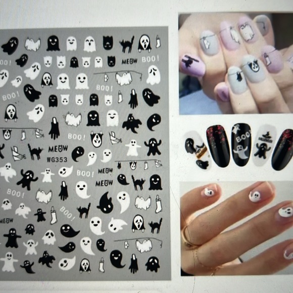 Halloween Nail Stickers,Ghost Skull Nail Decals,3D Self Adhesive Stickers - Picture 7 of 8